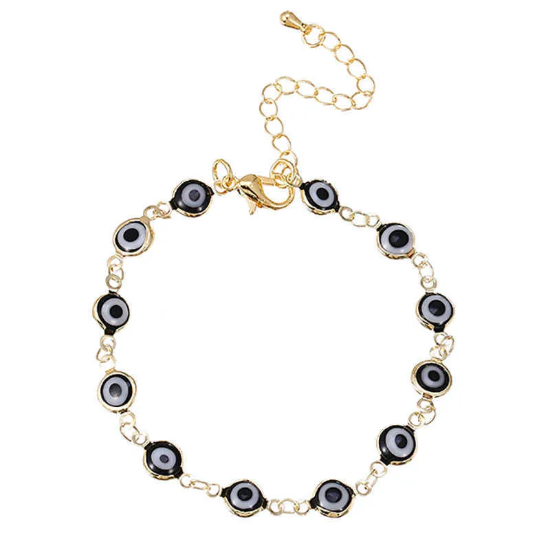 Zhini Fashion Gold Chain Bangle Armband för kvinnor Röd Blå Evil Eye Enamel Bead Statement Bracelet Party Smycken Gift G1026