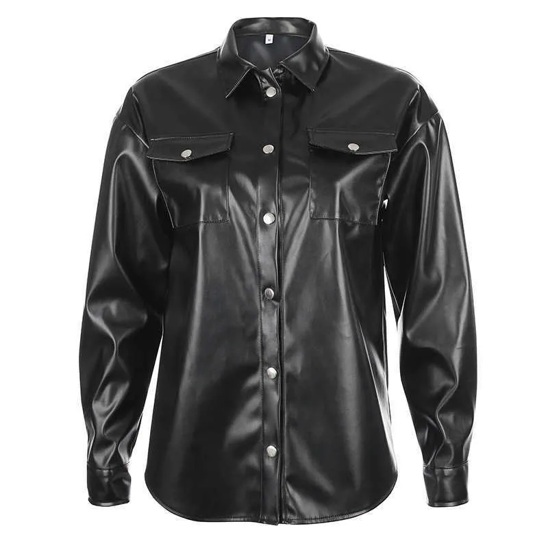 Moda damska sztuczna skórzana kurtka pu lapelowa wiosna jesień podstawowa kurtka motocyklowa czarna sztuczna skórzana płaszcza odzieży wierzcha 210702