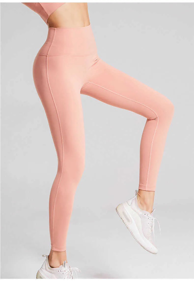 2021 Hoge getailleerde vrouwen leggings naakt gevoel push-up broek fitness running kleding broek energie naadloze leggins gym dame q0801