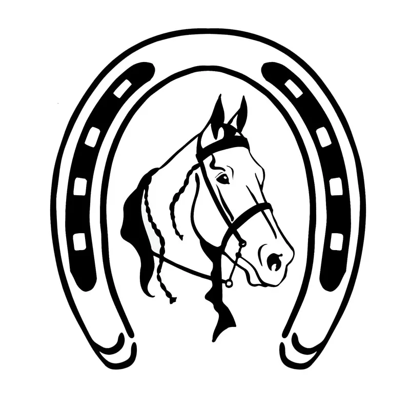 18.8*20.3 CM Hoefijzer En Klassieke Paardenkop Auto Body Decal ...