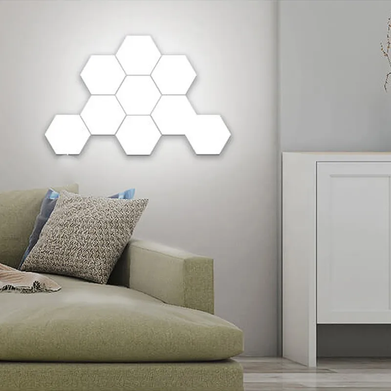 3510 st DIY Wall Lamp Touch Switch Quantum LED Hexagonal Lamps Modul Creative Decoration White Lampara Home Decor9726466