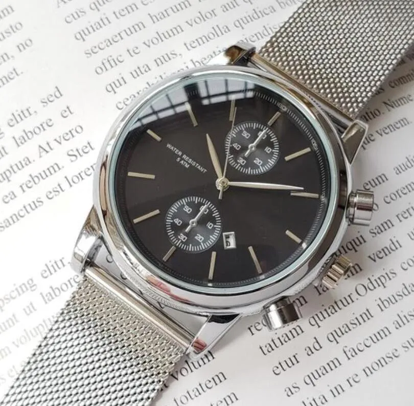 NYA CASUAL SPORT MEN TITTA 43mm Dial Luxury Men's Watches Rostfritt Steel Armband Quartz Clock Top Brand Male Business Wrist268Q