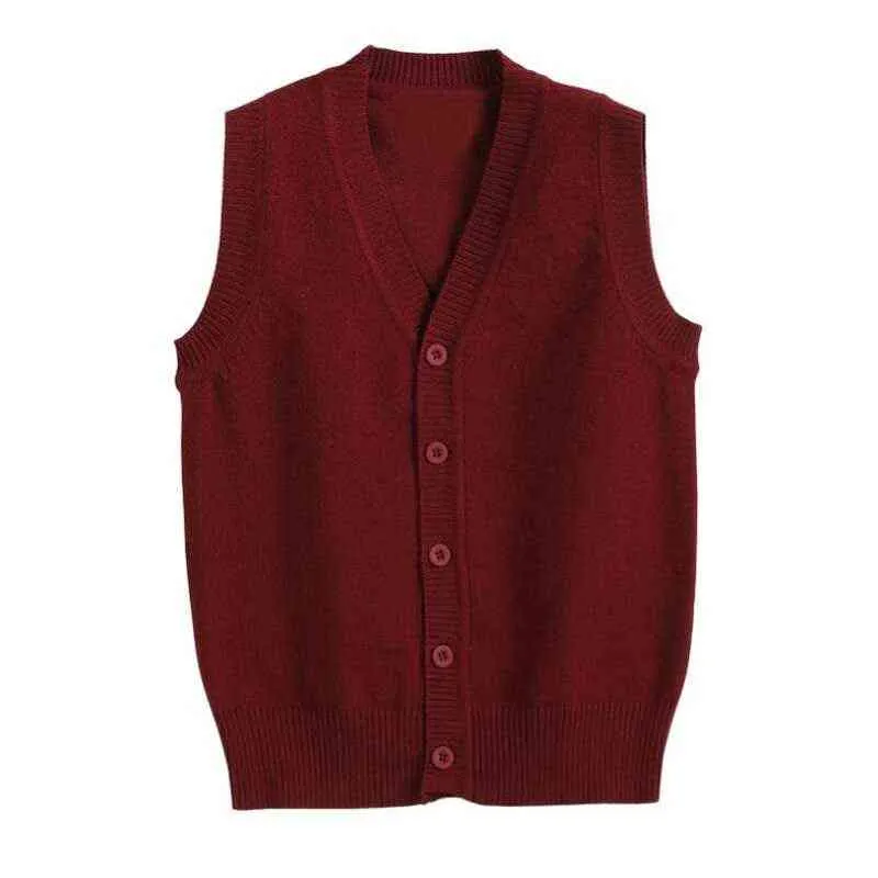 3-16 Ans École Adolescent Garçons Filles Chandail Gilet Enfants Gilets Bébé Toddler Solide Cardigan Enfants Tricoté 211203