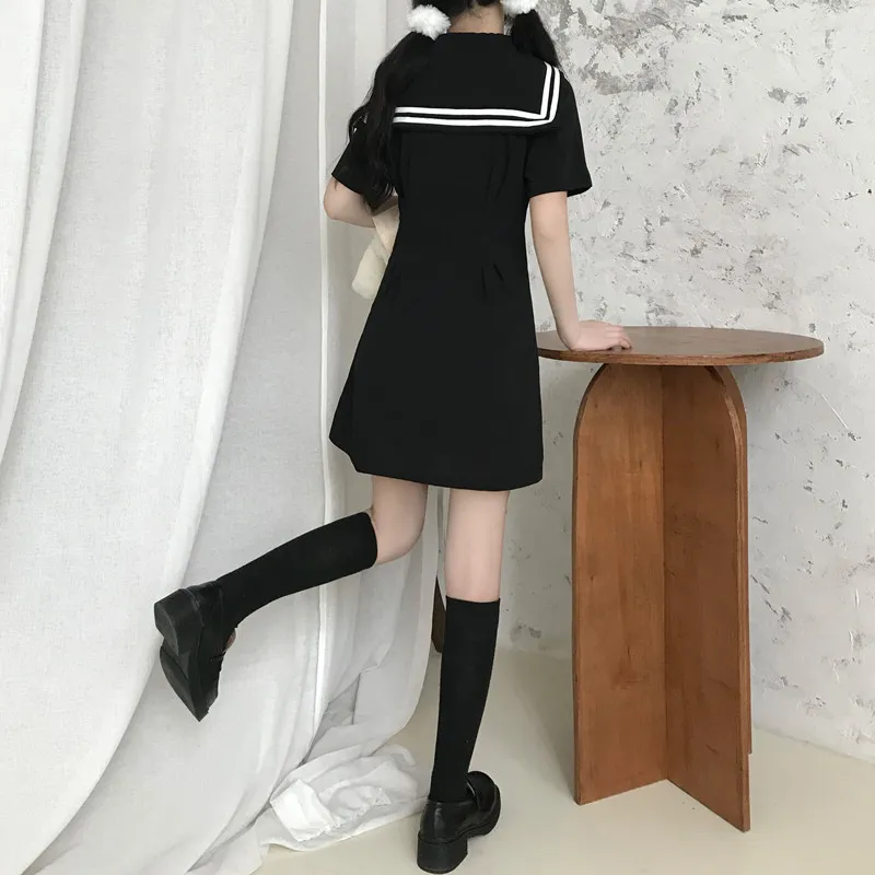 Été Kawaii robe femmes japonais coréen col marin Lolita robes filles doux Cosplay a-ligne Vestidos Mujer 210519