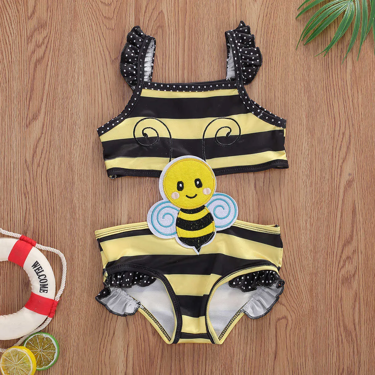 Lovely Infant Baby Girls Boys Bikini Cartoon Stampa senza maniche Estate Beachwear Abiti 4 Stile 210816