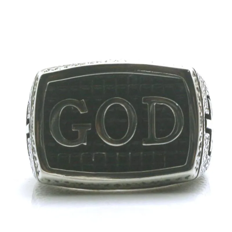 Mens Boys 316L rostfritt stål Cool Cross God Jesus Christ Ring Est Cluster Rings257T