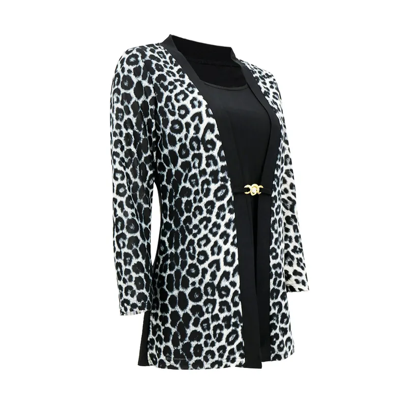 Kvinnors blusar skjortor ytl kvinnor chic leopard blus f￶r arbete plus storlek mode lappt￤cke smal skjorta l￥ng￤rmad h￶st v￥ren tunika toppar blusas h414 220913
