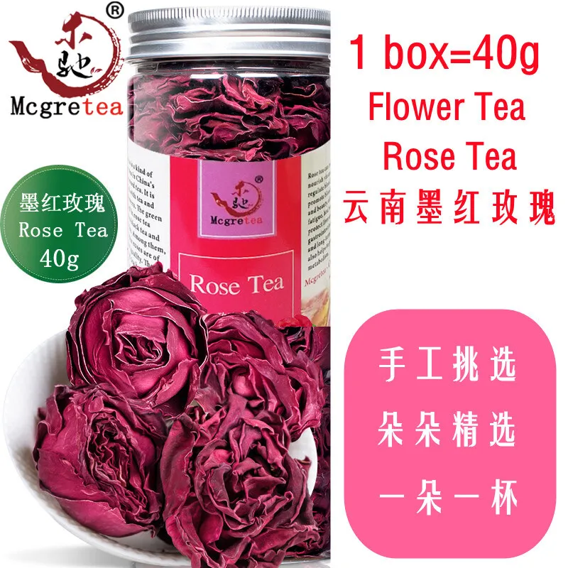 Mcgretea 40g China Natural Roses Flower Tea Chinese Organic Red Healthy Tea Dried Flowers Buds Yunnan Mo Hong