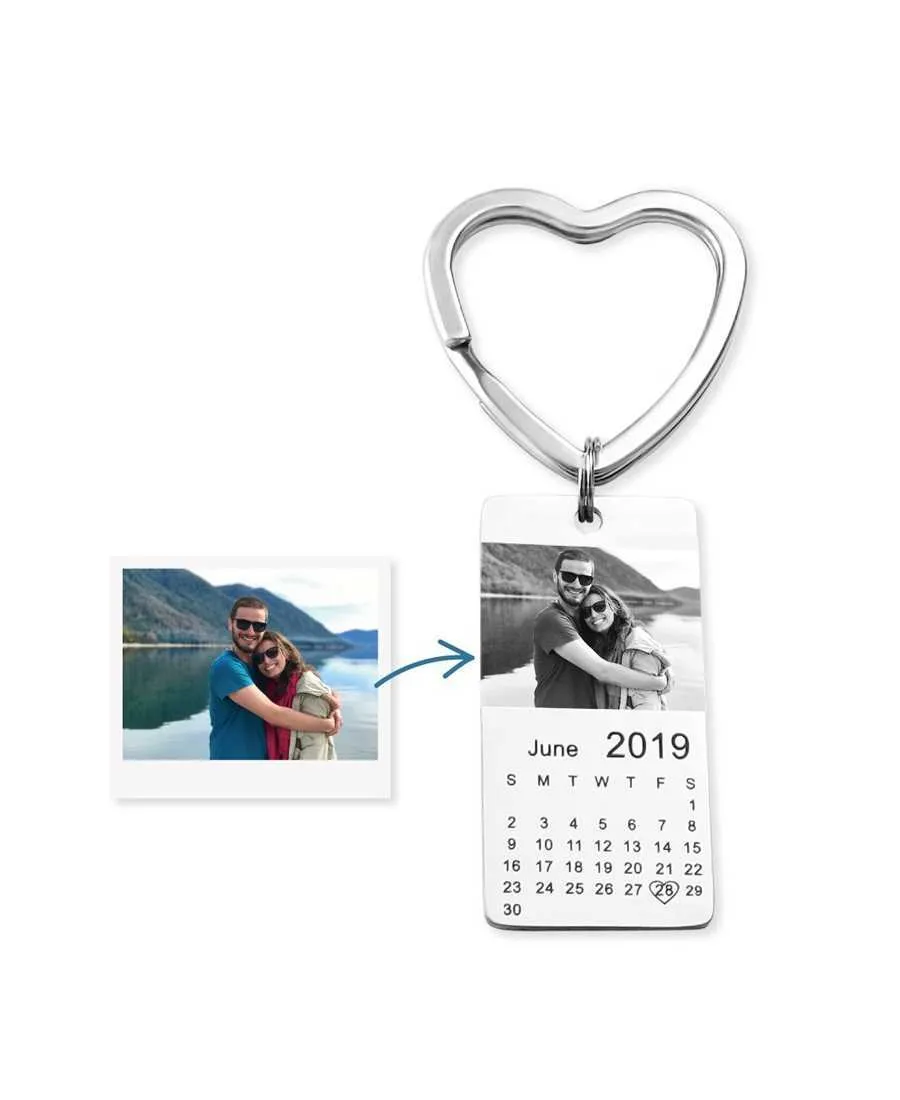 1xPersonalizza foto fai da te portachiavi calendario compleanno foto coppie regali incisione personalizzata immagine portachiavi portachiavi amore data coppia G1019