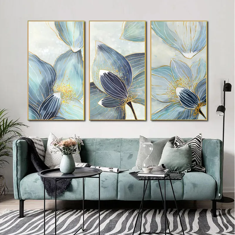 Scandinavian Flower Canvas Art Abstract Painting Print Feather Decoration Picture for Living Room Nordic Home Decor Wall Poster