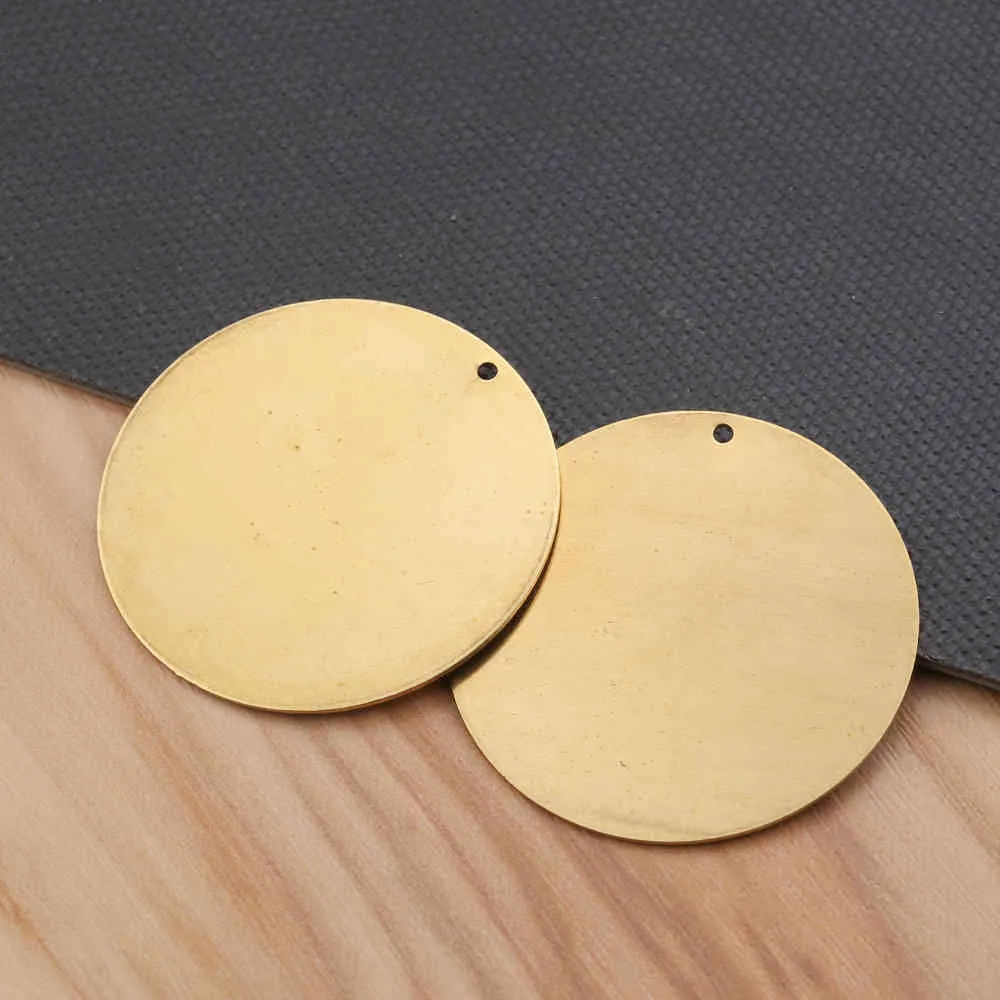 5 pièces en laiton brut 55mm métal rond estampage disque blanc étiquettes de chien breloques pour la fabrication de bijoux pendentif collier résultats artisanat
