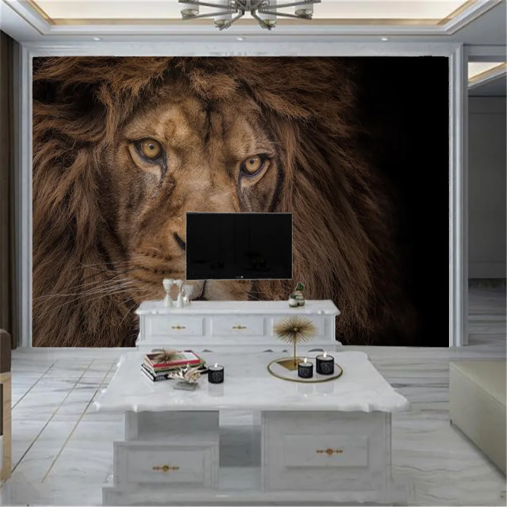 Decorazioni la casa Carta da parati 3d HD Mighty Wild Animal Lion Soggiorno Camera da letto Sfondo Decorazione murale Sfondi murali Wallcovering285R