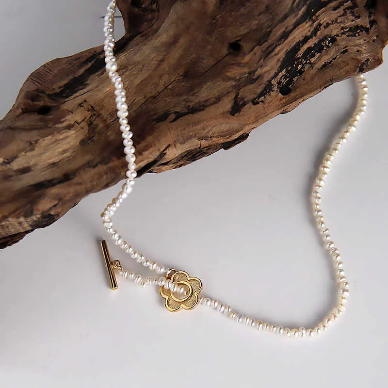 Silvologie naturel perle d'eau douce fleur tour de cou en argent Sterling 925 O T bouton collier pour femmes bijoux de fête de luxe