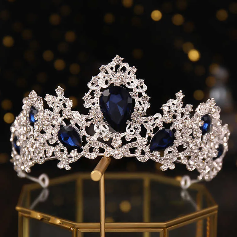 Barok Luxe Zilver Kleur Rood Groen Crystal Bridal Tiaras Crowns Pageant Diadeem Hoofdband Bruiloft Haaraccessoires 210701