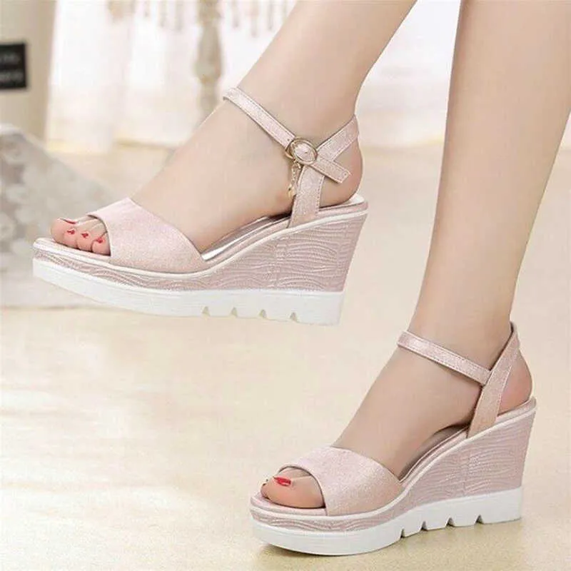 Size 35-40 2020 New Novelty Summer Female Sandals Women's Wedges Super High Heels Shoes Woman Collocation Daily Dress W303 Y0721