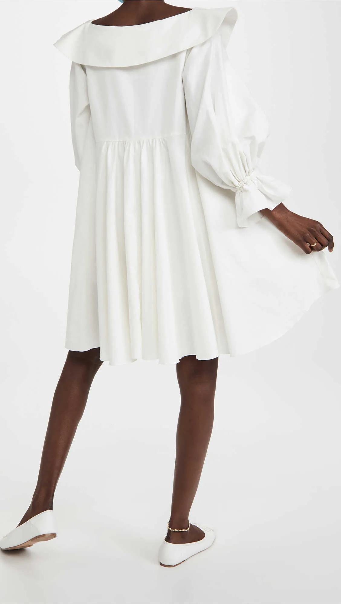 화이트 미니 드레스 여성을위한 우아한 V 넥 손목 나비 슬리브 디자인 A 라인 파티 드레스 캐주얼 느슨한 소프트 드레스 여름 210630