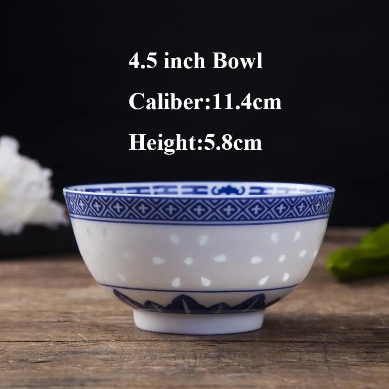 4 polegadas de arroz de 5 polegadas Jingdezhen azul e branco Porcelana Tabela de mesa chinesa Dragon Dinnerware Cerâmica Ramen Sopa Bowx Holder247h