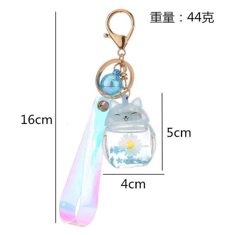 Luminescent Floating Cat Keychain Light Acrylic Kitten Liquid Keychains Par Jewelry Christmas Gift Söta nyckelchain Key Chains G112297