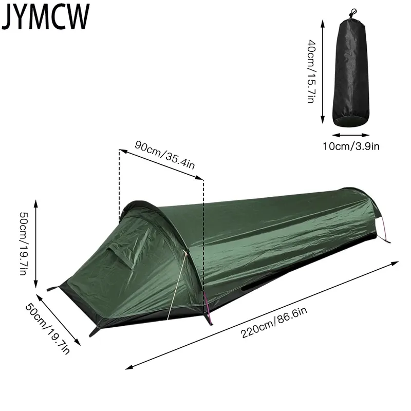 Tenda da campeggio ultraleggera, zaino da viaggio singolo tenda verde militare sacco a pelo impermeabile al 100% 220216