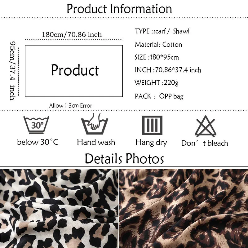 2021 Designer brand women scarf leopard print cotton large size pashmina lady shawls winter warm animal pattern foulard hijabs