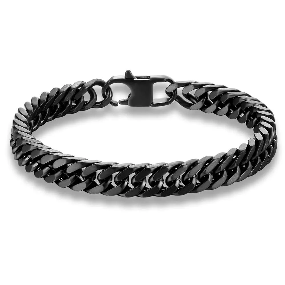Hochwertiges neues Lassa-Schwarz-Armband aus Stahl für Herren, Persönlichkeit, Charm, quadratischer Verschluss, Armband 7202940317