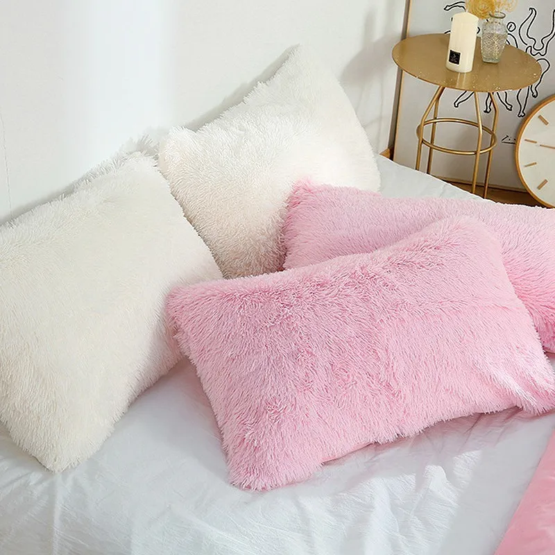 1/2 шт. Shaggy наволочка плюшевые чехлы пушистые декоративные чехлы сплошные цветные подушки подушки для постели.