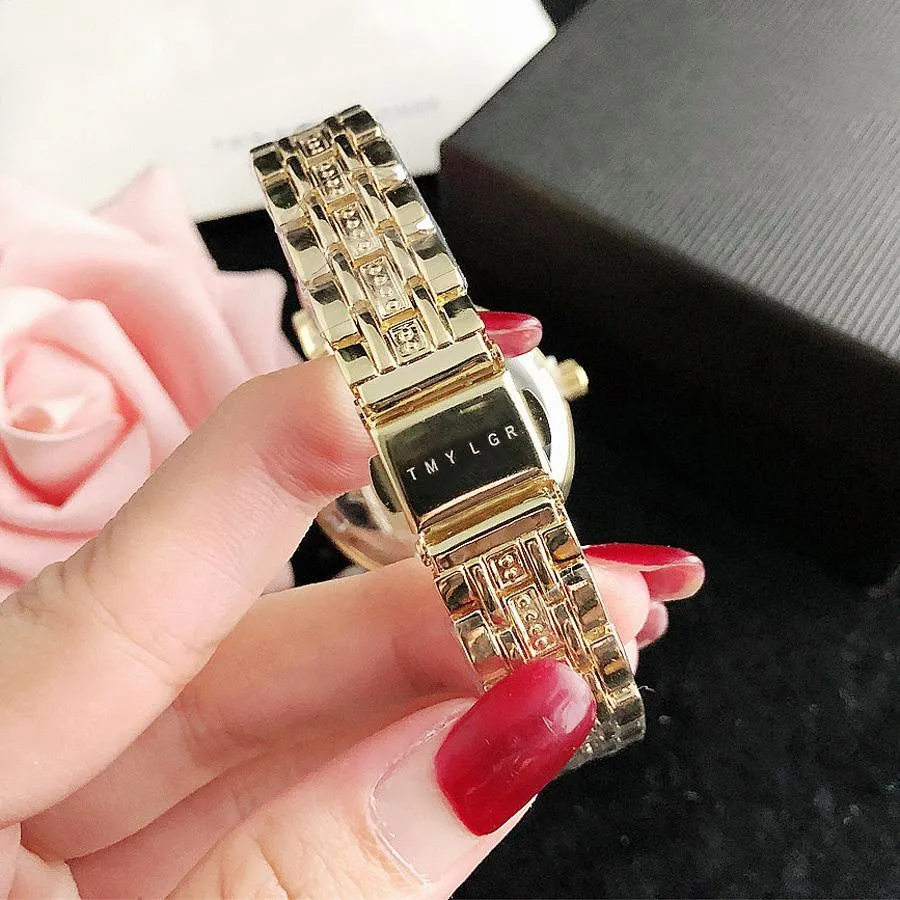 Brand Watches Women Lady Girl Crystal Diamond Star Style Metal Steel Band Quartz Wrist Watch designer durable gift popularity charming grace