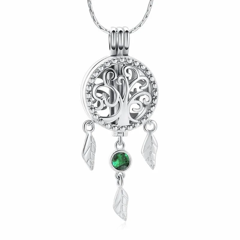 Chains Dream Catcher Cremation Jewelry For Ashes Stainless Steel Tree Of Life Memorial Urn Necklace Women Men318D