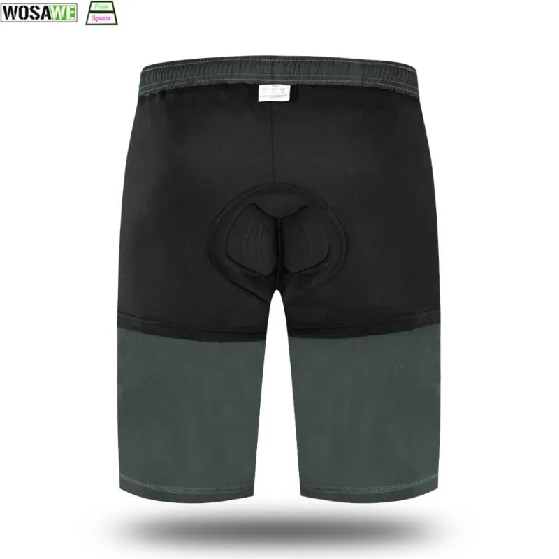 Cycling Shorts Wosawe Men's Outdoor Sports Loose-Fit 3D Gel POLLED underkläder Bike Bicycle Lätt nedförsbacke MTB287F