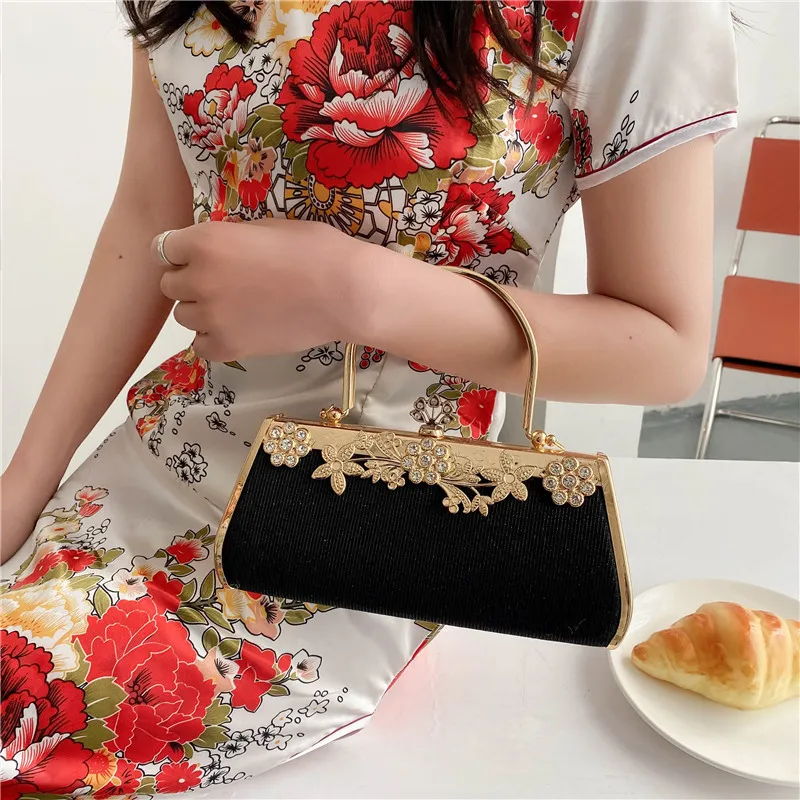 Portable Diamond Evening Bags European and American Fashion Dress Party Cheongsam Shoulder Party Handbag