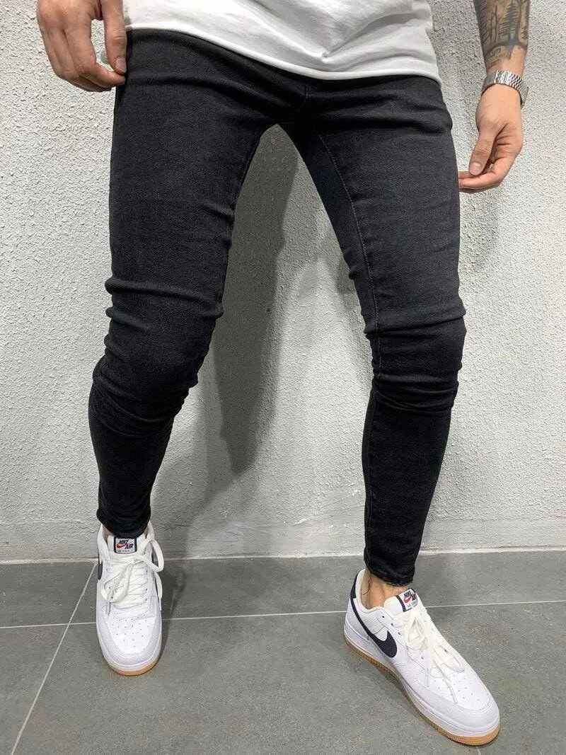 Fashion Men Skinny jeans Stretchy Pant Denim Slim Fit Long Bike Jeans pant Trouser 211011