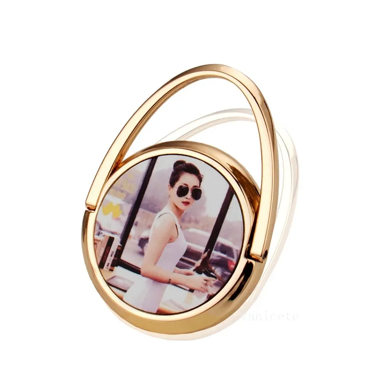 DIY Sublimation Phone Holders Favor Zinc Alloy Round Smartphone Brackets Heat Transfer Coating Finger Stand Ring boucle T2I53400