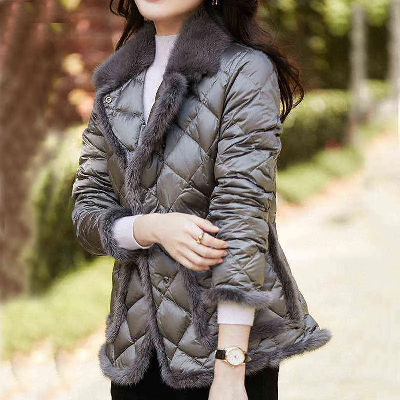 Зимние женские плюс размер мягкие пальто мода хлопчатобумажная одежда Faux Mink волосы пэчворки теплые парки женские 211108