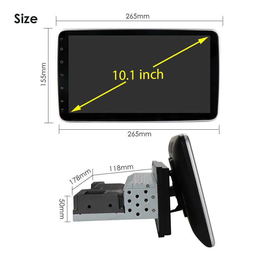 2 + 32 Universal 1 DIN Car Audio Multimedia Player 10.1 '' Ekran dotykowy Autoradio Stereo Video GPS WIFI Auto Radio Android Kierownica