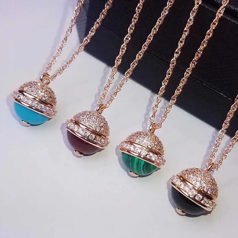 Brand Pure 925 Sterling Silver Jewelry For Women Colorful Ball Pendant Ball Necklace Colorful Stone Party Jewelry 45cm Necklace2634