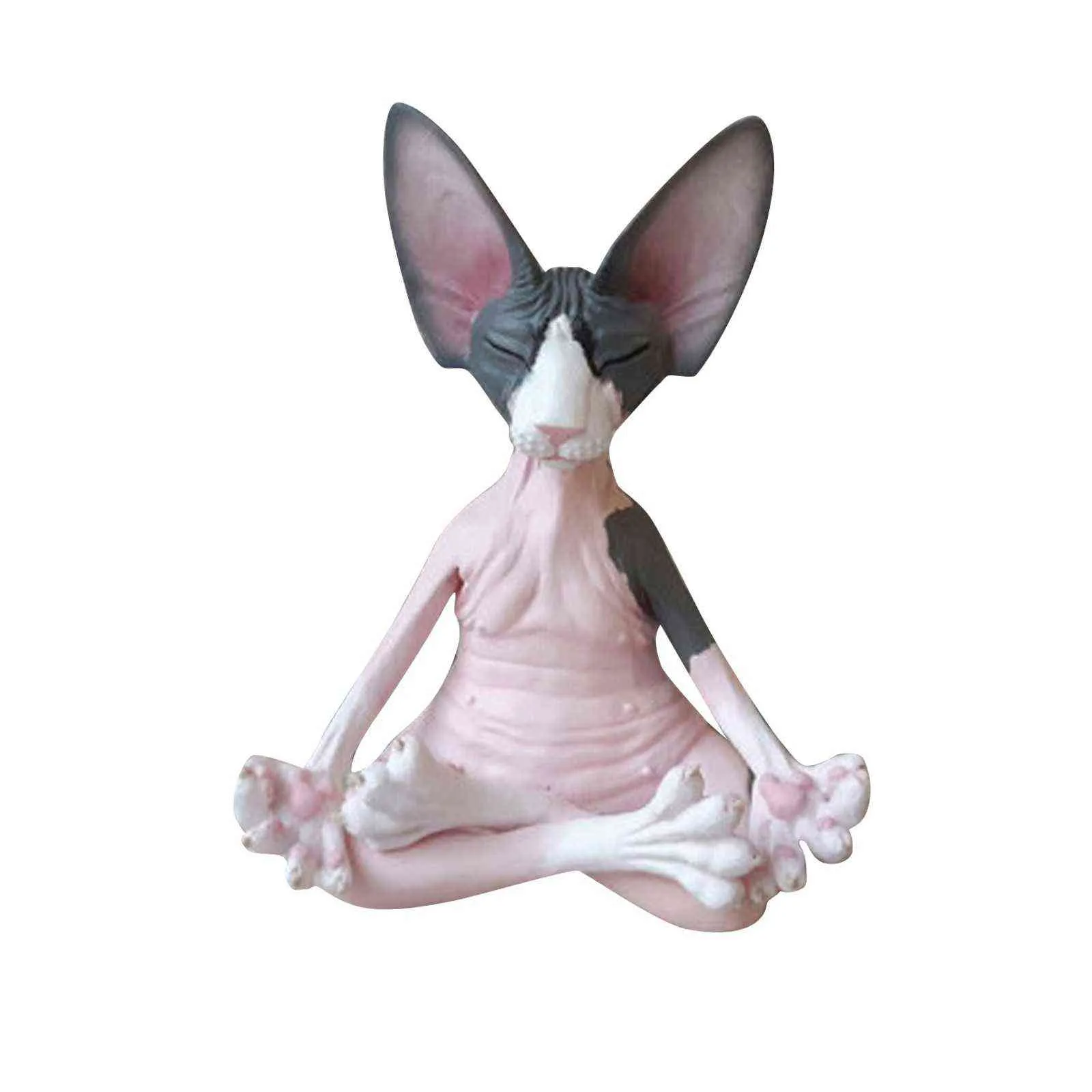 8cm Cat Meditate Statue Figurine da collezione Decorazioni in miniatura Sphynx Desktop ation Modello animale Figura Home Sphinx 211101