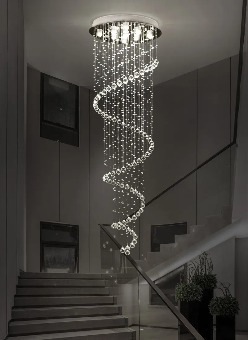 Nowoczesne oprawy oświetlenia żyrandola LED Spiral Schodant Lights do El Hall Stairs290o