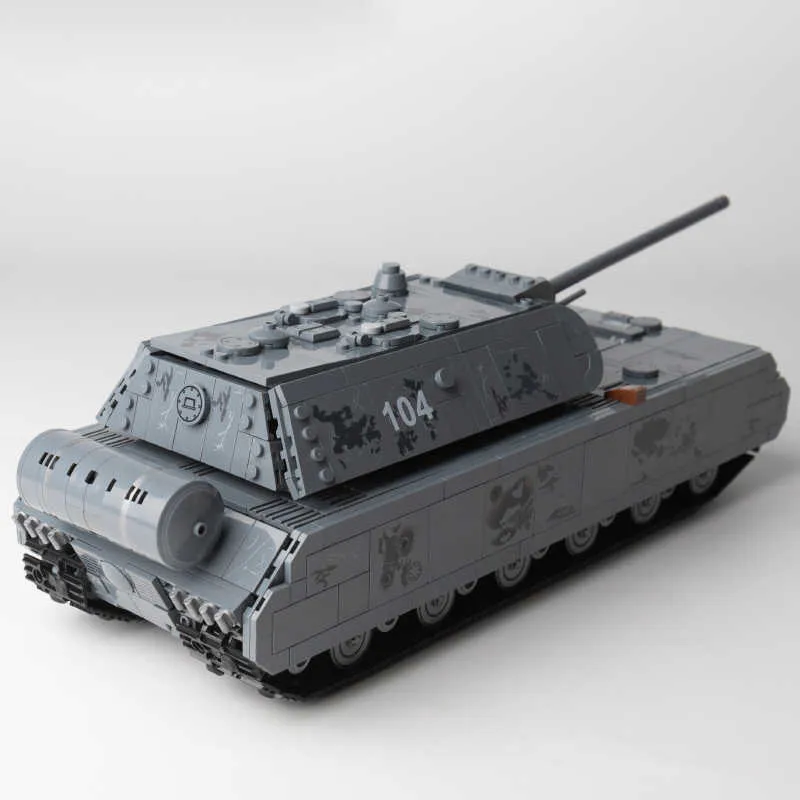 군사 독일 기갑 VIII Maus 탱크 빌딩 블록 육군 군인 표범 2 주요 전투 벽돌 어린이 키즈 장난감 선물 Q0624