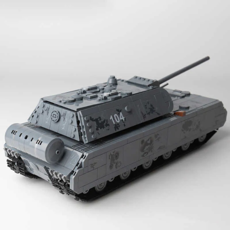 Militaire Duitse Panzer VIII Maus Tank Bouwsteen Leger Soldaat Leopard 2 Main Battle Bricks Kinderen Kinderen speelgoed Geschenken Q0624