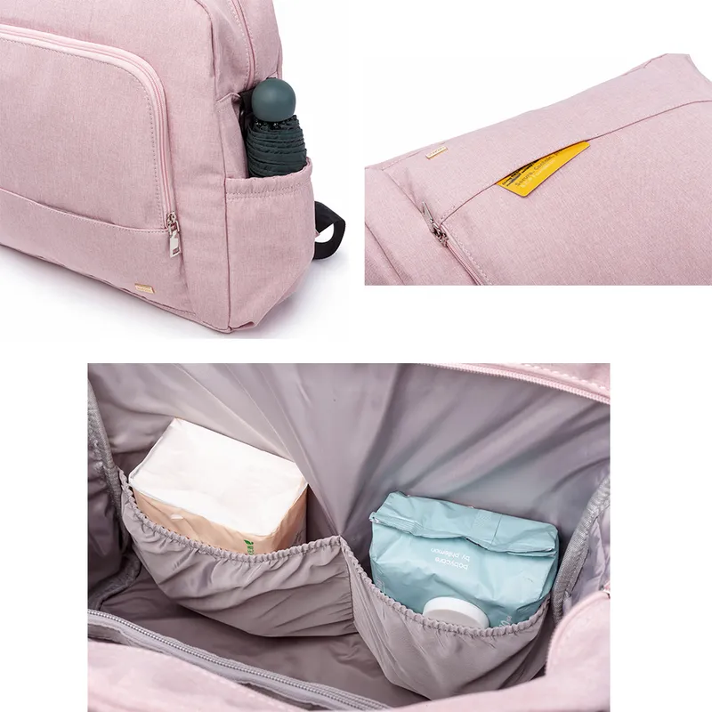 Bolsa de pañales rosa impermeable Soboba para el cuidado del bebé Mochila multifuncional de gran capacidad para viajar con 2 correas 220222