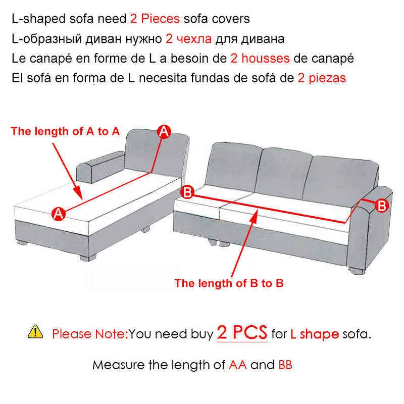 Pluche stof L-vormige sofa nodig 2 stuks Covers Elastische hoek Couch Slipcover Case voor Woonkamer 211207