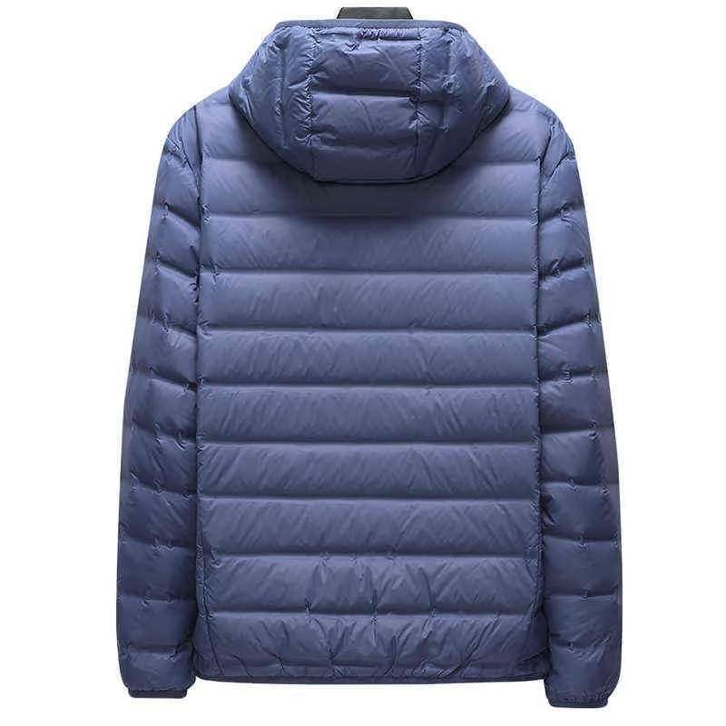 Piumino invernale ultraleggero con cappuccio di grandi dimensioni da uomo Giacca a vento Capispalla 90% Piumino imbottito in anatra bianca Cappotto caldo 6XL 7XL 8XL 211214