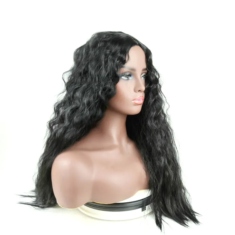 Parrucca sintetica riccia lunga 65 cm 26 pollici Parrucche di capelli umani di simulazione Posticci donne in bianco e nero Perruques K184