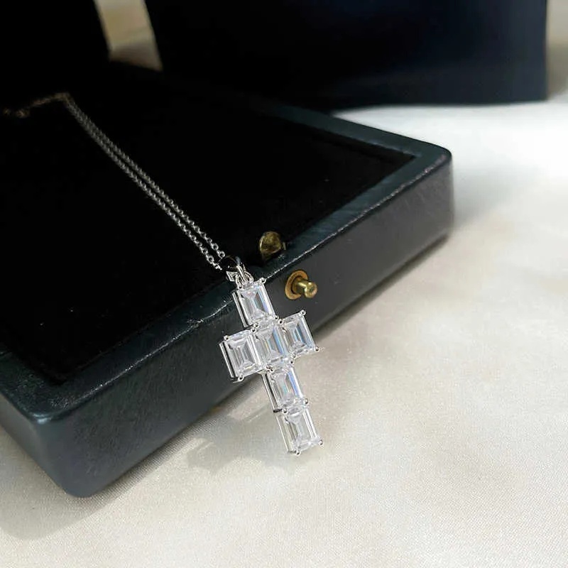 2022 marchio caldo puro gioielli in argento sterling 925 le donne croce grande collana con ciondolo con diamanti design raffinato di lusso carino di alta qualità