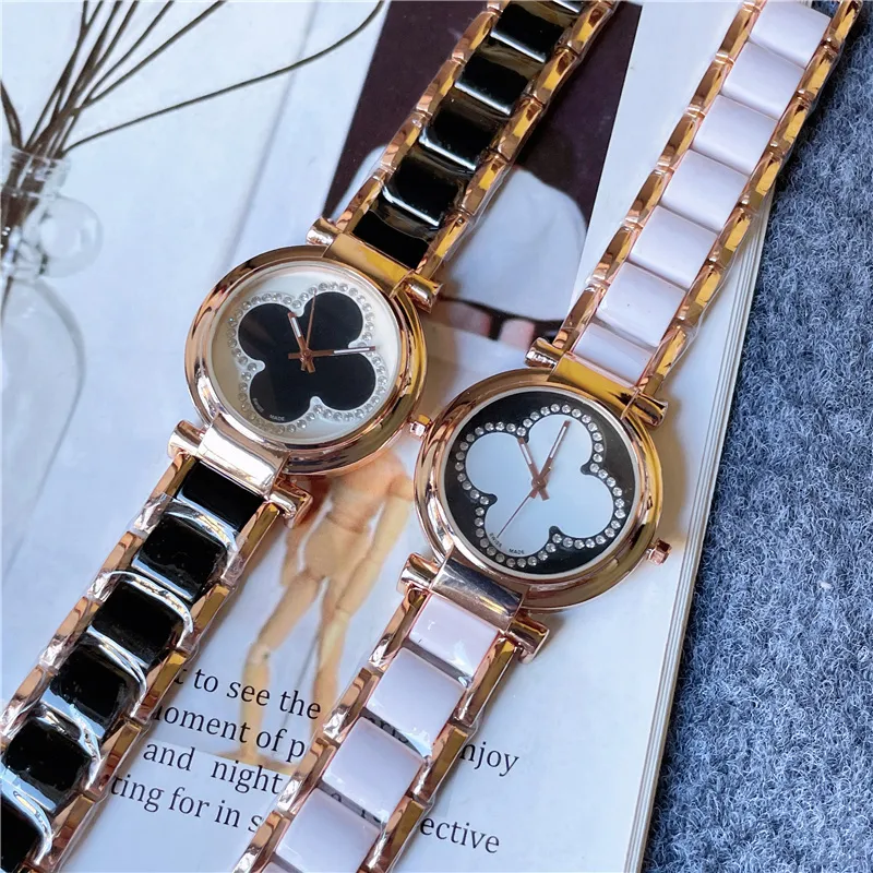 Marque montres femmes dames fille cristal fleur Style métal acier bande Quartz luxe montre-bracelet L73