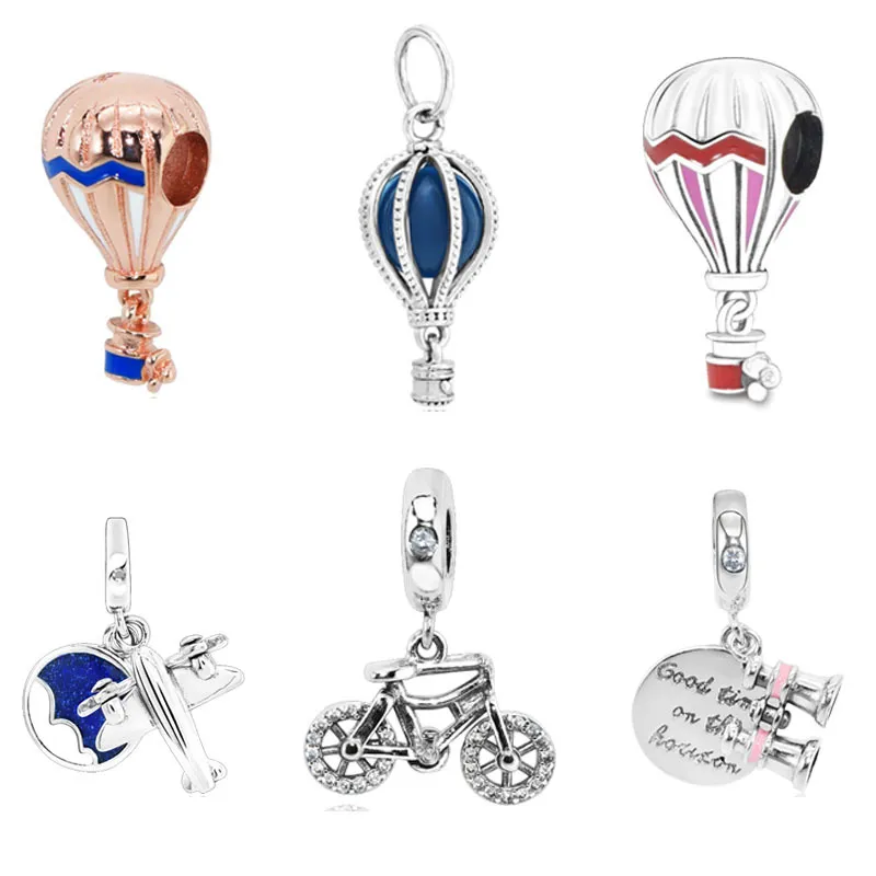 New-Arrival-100-925-Sterling-Silver-Beads-Hot-Air-Balloon-Globe-Trip-Charms-fit-Original-Pandora
