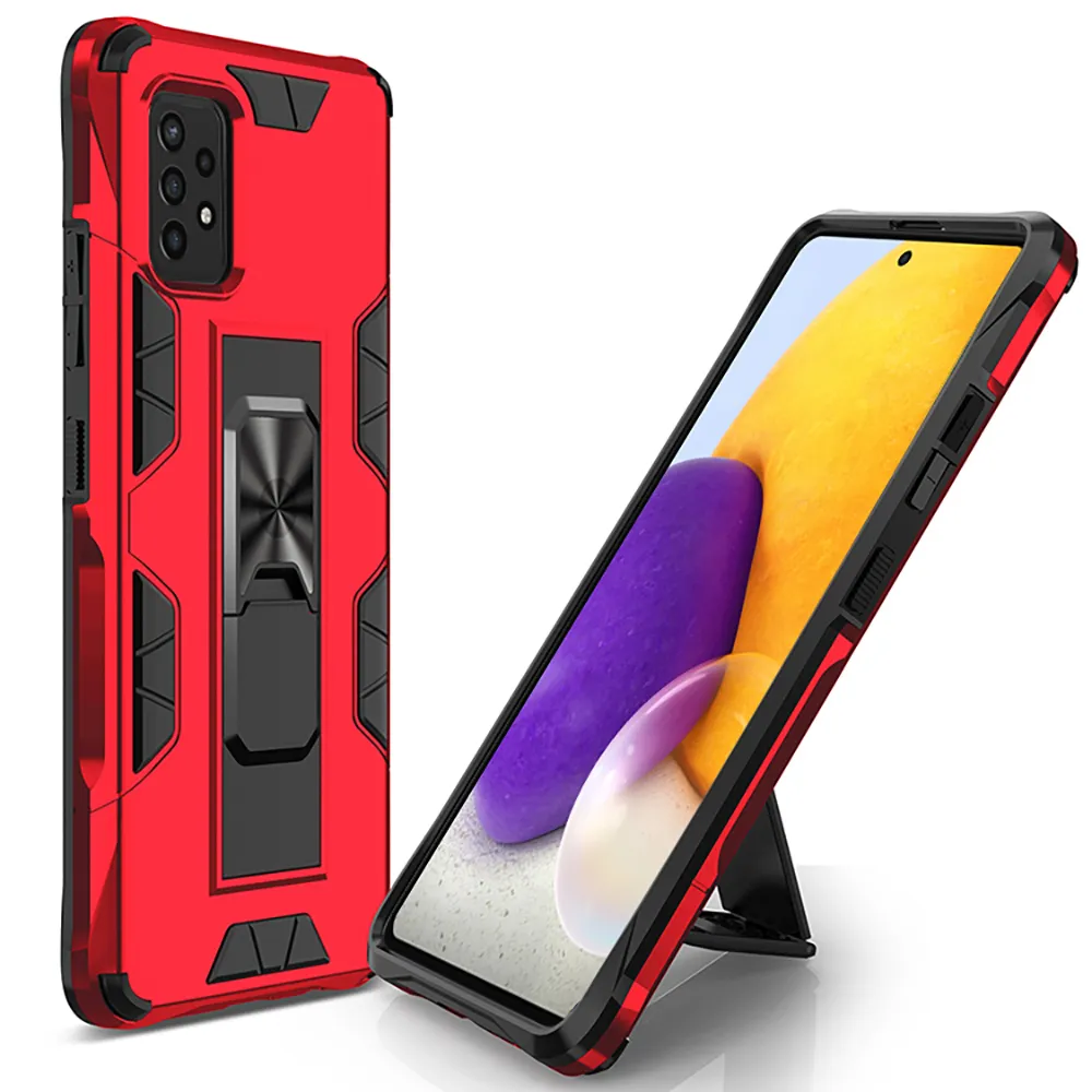 Odporny na wstrząsy pancerz Skrzynki dla Samsung Galaxy A52 A72 A42 5G Metalowy samochód Magnetyczny Kickstand Ochronny Back Coque Fundas