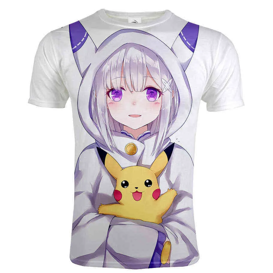 2020 Trendy Anime T-Shirt Re: Zero 3D Stampato da Uomo Casual O-Collo Manica Corta Streetwear Maglietta Moda Hip Hop Maschio Magliette Magliette E Camicette X0621