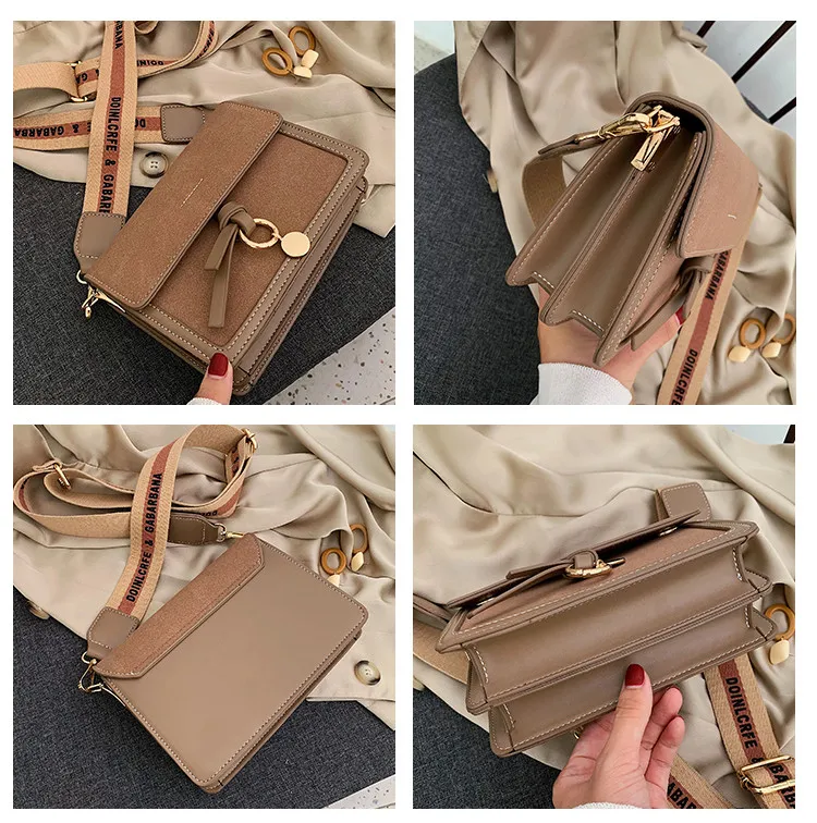 Scrub Leather Crossbody Bags for Women 2021 Brand Broad strap Shoulder bags Small Handbags Womens Trend Vintage Hand Bags brown