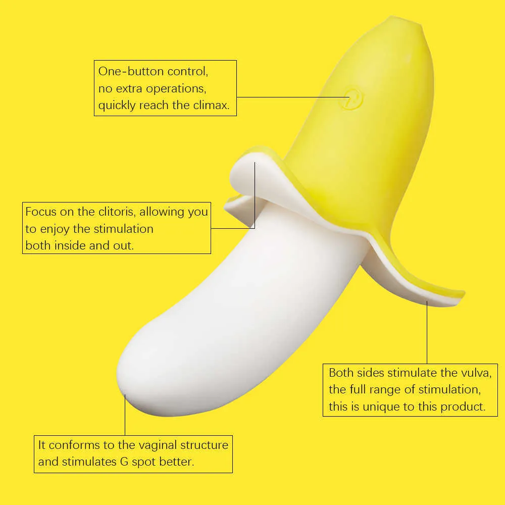Vibromasseur clitoridien en forme de banane Stimulateur vaginal point G Gode en silicone souple Masturbateur féminin Jouet sexuel adulte mignon pour Womanp0804